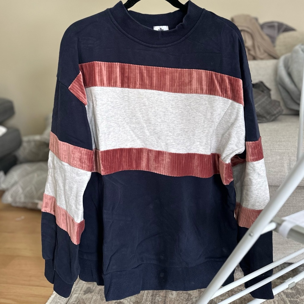 Colorblock Sweatshirt - Navy, Pink, and Gray